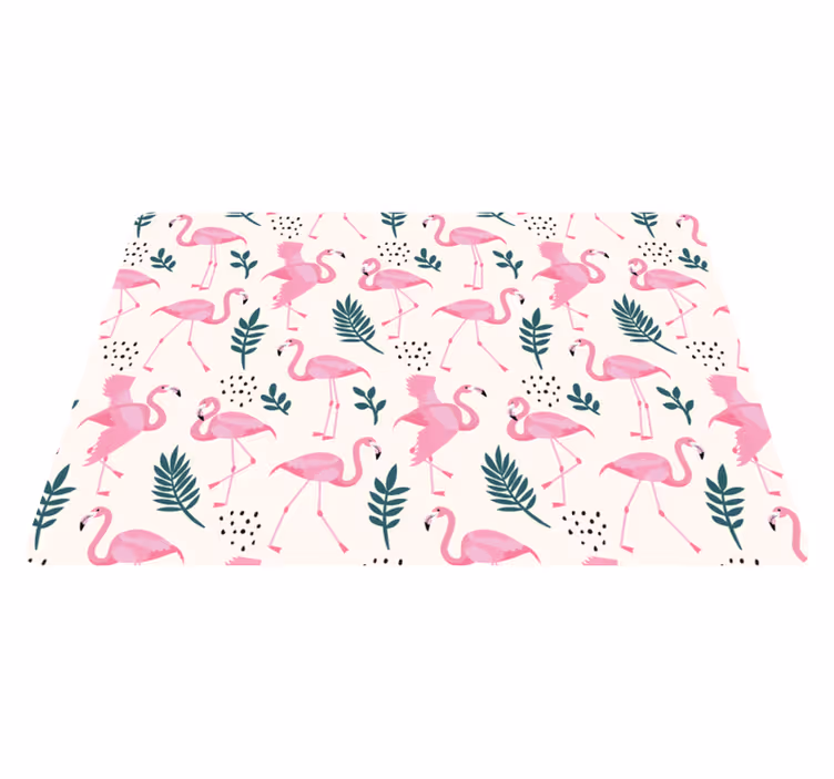 Hayvan pvc halı flamingo desenli farklı yapraklar - TenStickers