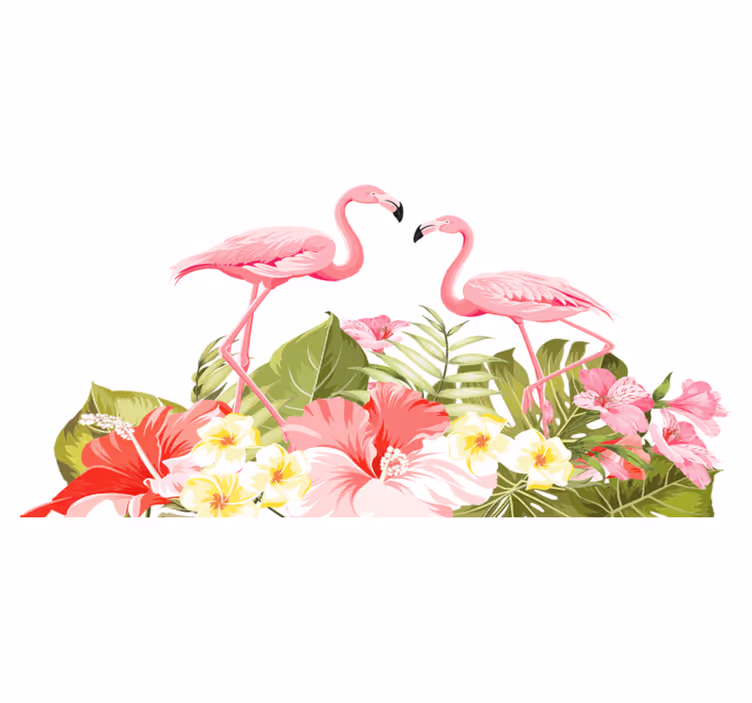 Hayvan pvc halı tropikal çiçek flamingo - TenStickers