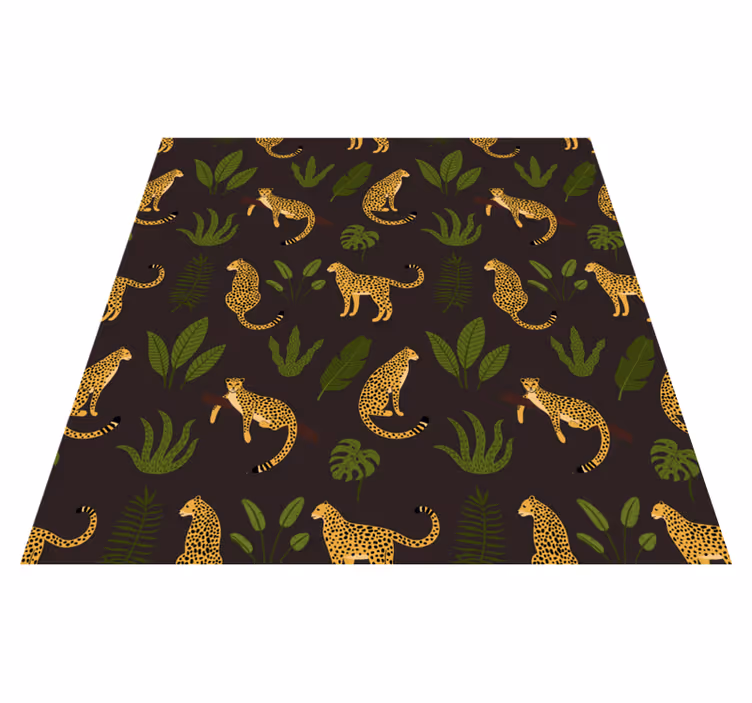 Hayvan pvc halı koyu botanik ve vahşi leopar deseni - TenStickers