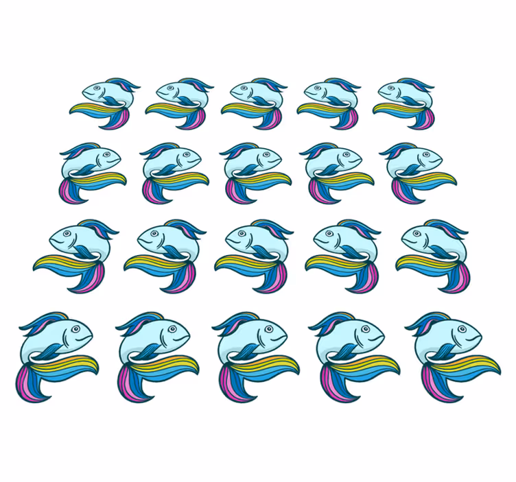 Hayvan pvc halı mavi neon balık - TenStickers