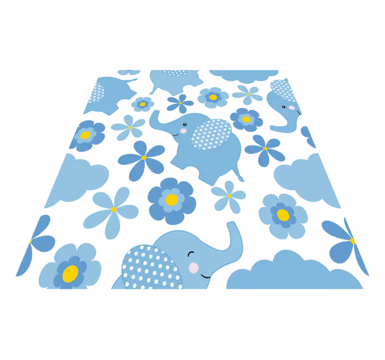 Hayvan pvc halı mavi bebek fil deseni - TenStickers