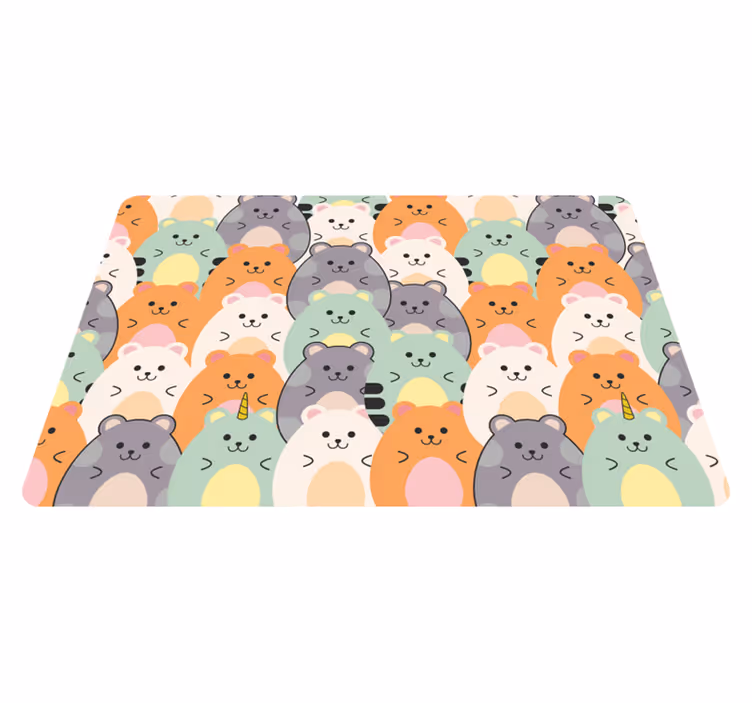 Hayvan pvc halı renkli hamsterler yiyor - TenStickers