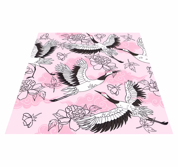 Hayvan pvc halı modern pembe kuş desenli - TenStickers
