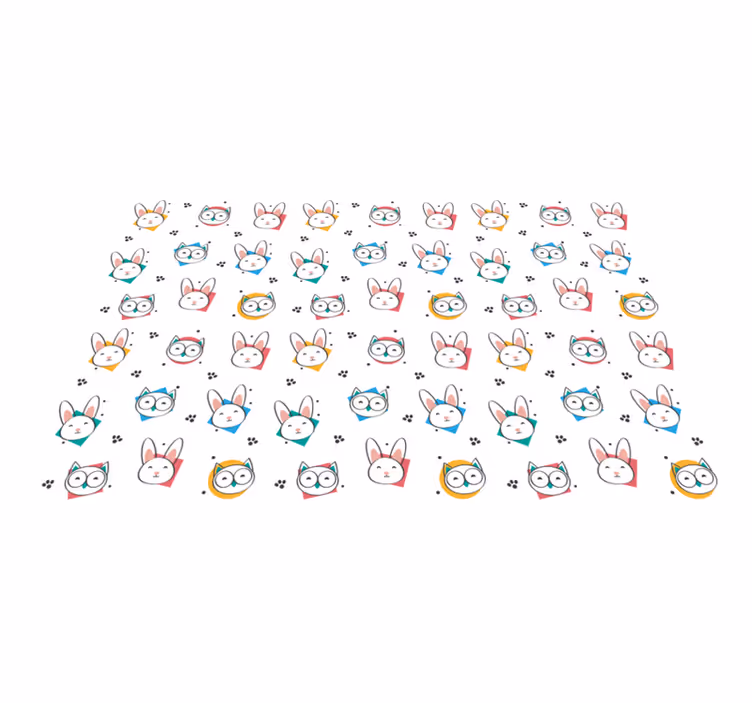 Hayvan pvc halı baykuş tavşan deseni - TenStickers