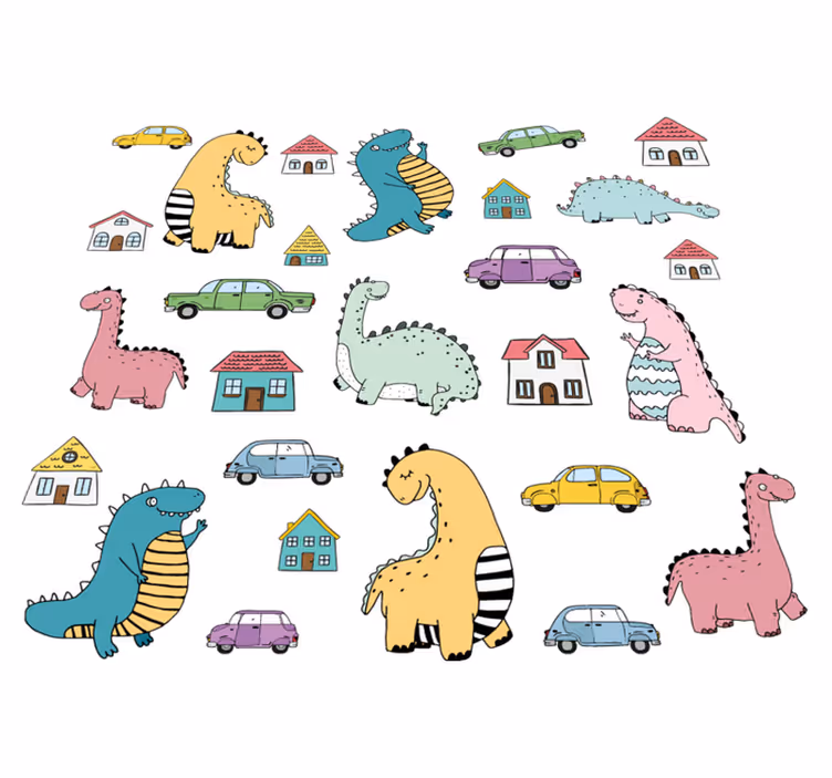 Hayvan pvc halı - İskandinav dinozorlar seti - TenStickers