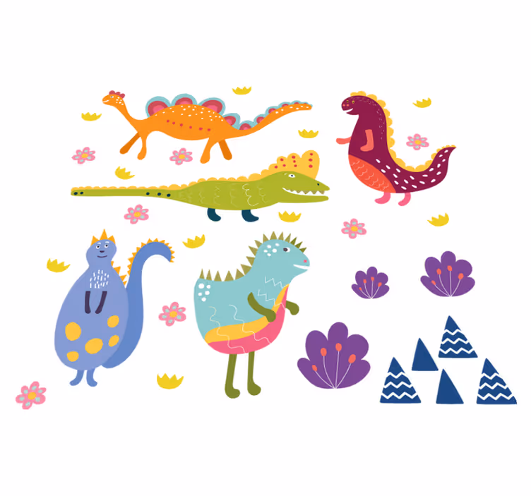 Hayvan pvc halı - nordic dinozor el boyama seti - TenStickers
