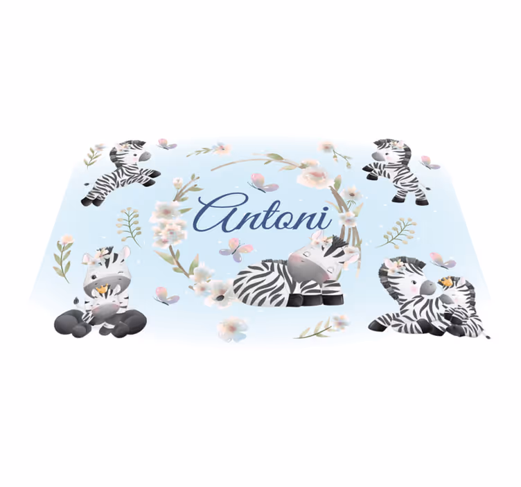 Hayvan pvc halı isimli bebek zebra desenli - TenStickers
