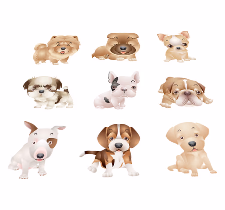 Hayvan pvc halı sevimli yavru köpekler - TenStickers