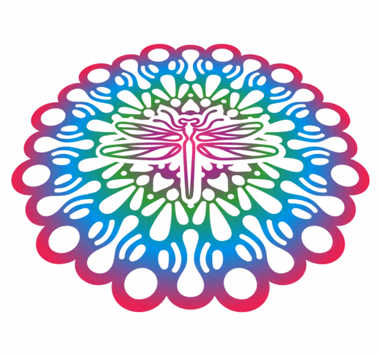 Hayvan pvc halı renkli dragonfly mandala - TenStickers