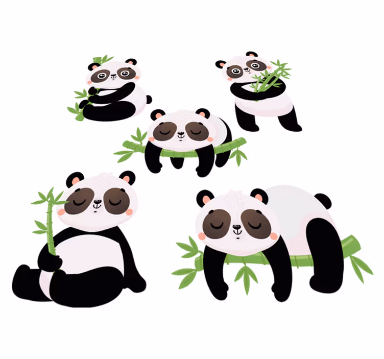 Hayvan pvc halı sevimli panda İllüstrasyonları - TenStickers
