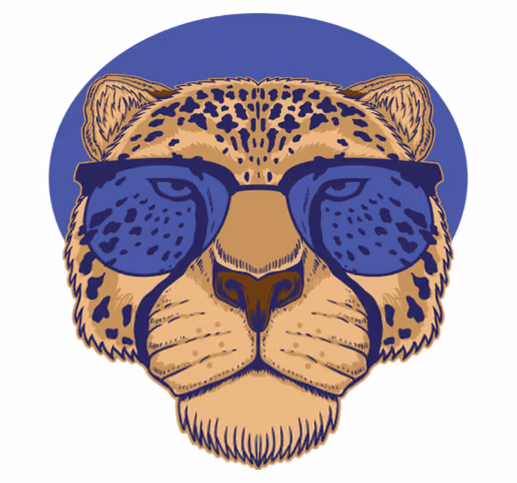 Hayvan pvc halı gözlük takan leopar - TenStickers