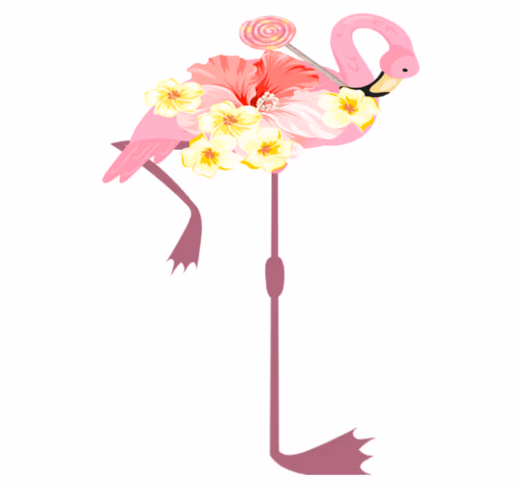 Hayvan pvc halı flamingo Çiçek deseni - TenStickers