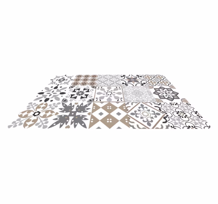 Mutfak pvc halı geometrik karo mozaik - TenStickers