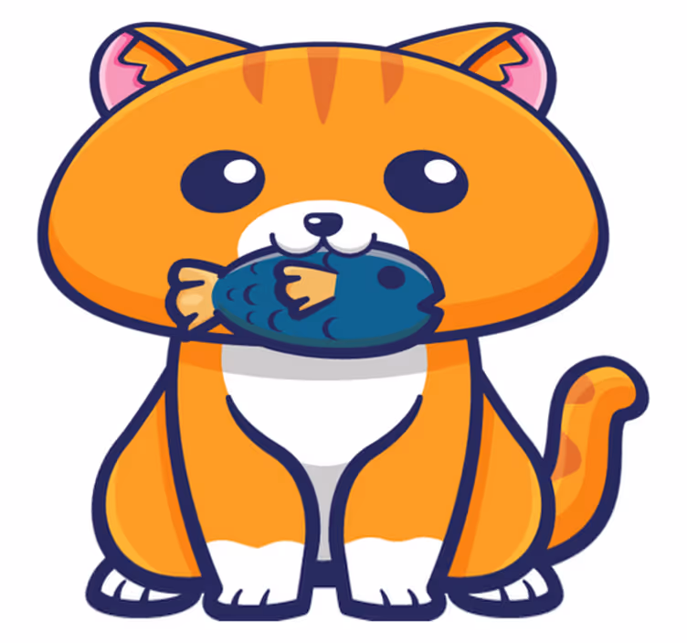 Hayvan pvc halı sevimli kedi balık tutuyor - TenStickers