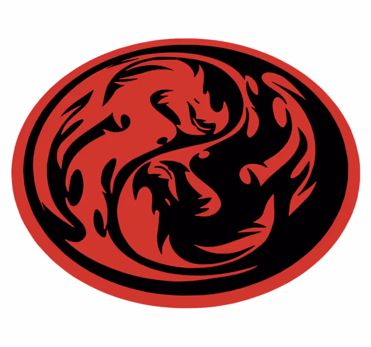 Hayvan pvc halı ejderha yin yang - TenStickers