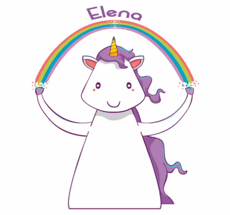 Hayvan pvc halı - İsimli unicorn ve gökkuşağı - TenStickers