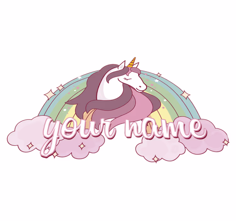 Hayvan pvc halı - İsimli pembe unicorn - TenStickers