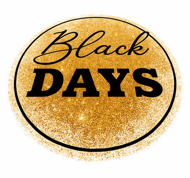 Black friday vinil halı beyaz ve altın "siyah günler" - TenStickers