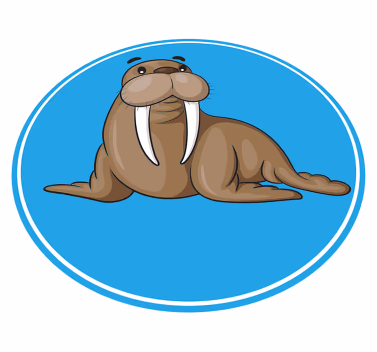 Hayvan pvc halı sevimli mors karakteri - TenStickers