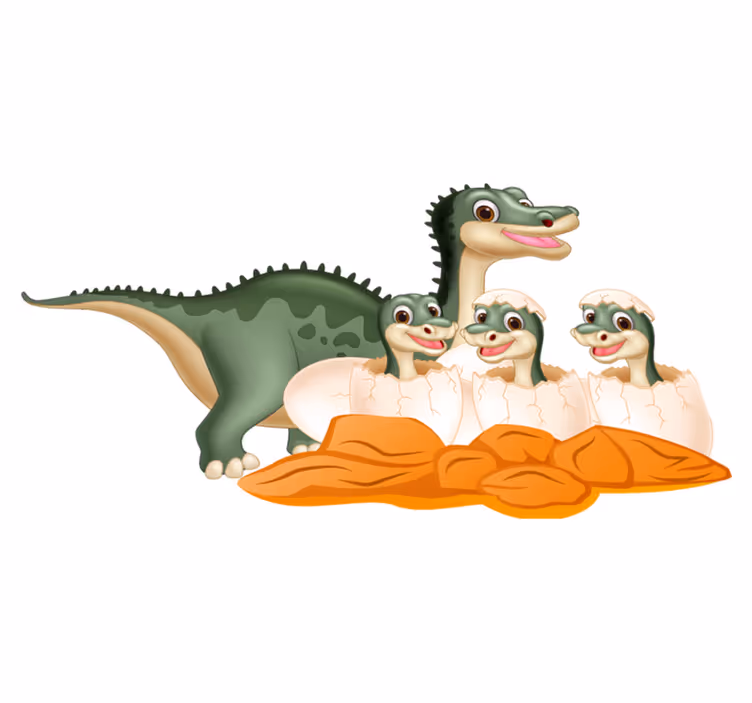 Hayvan pvc halı sevimli dinozor ailesi - TenStickers
