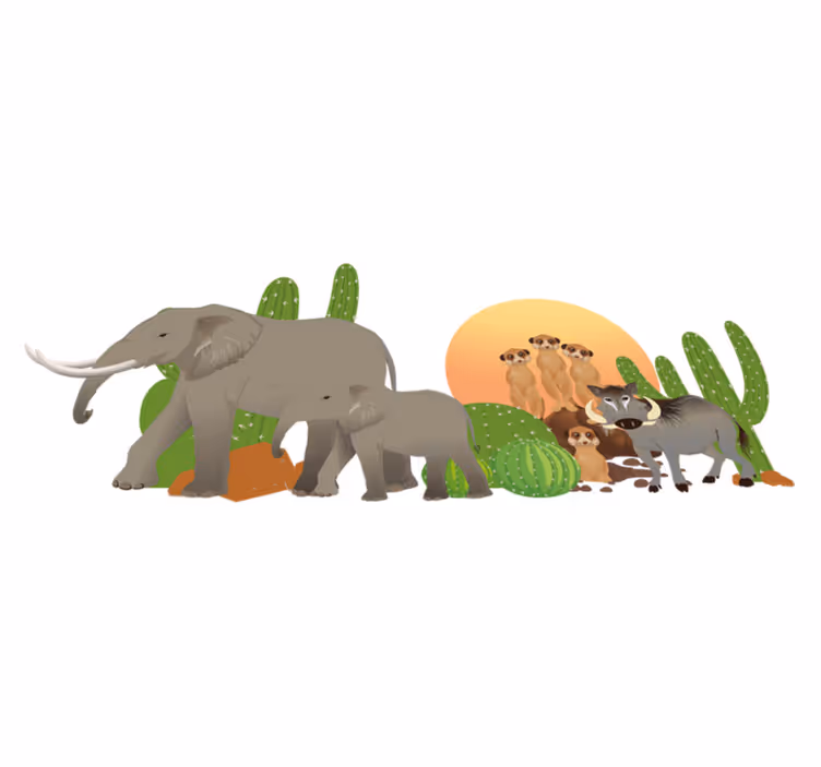 Hayvan pvc halı safari hayvan manzarası - TenStickers