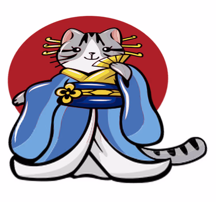 Hayvan pvc halı japon dekoratif kedisi - TenStickers