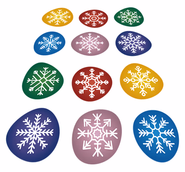 Noel pvc halı renkli kar taneleri - TenStickers