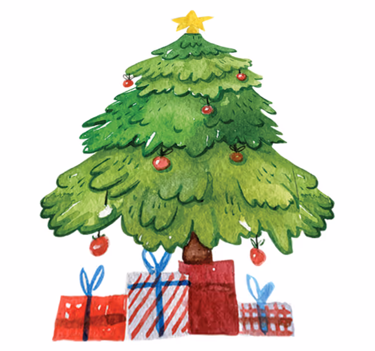 Noel pvc halı hediye ile ağaç - TenStickers
