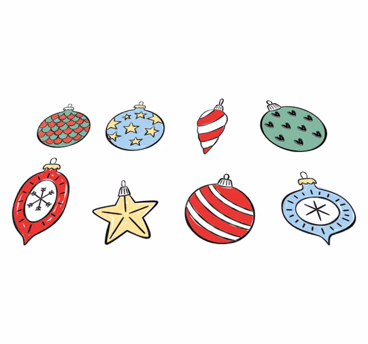 Noel pvc halı - vintage noel topları seti - TenStickers