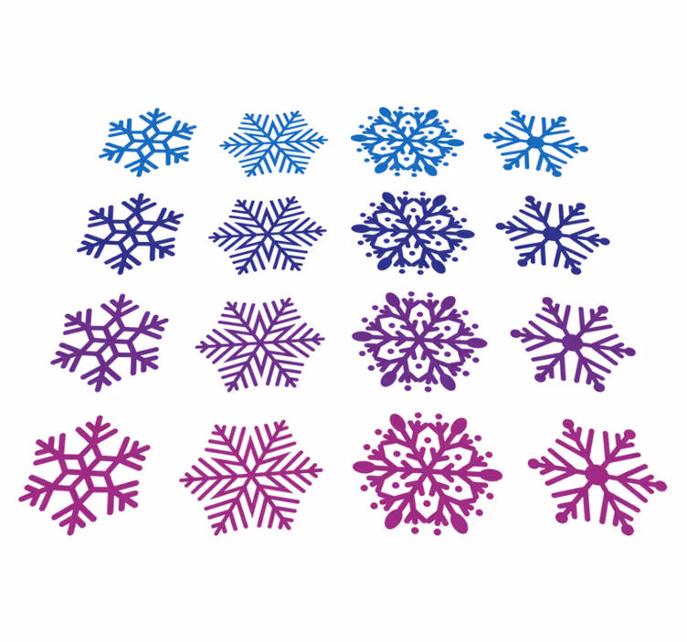 Noel pvc halı mor ve mavi kar tanesi seti - TenStickers