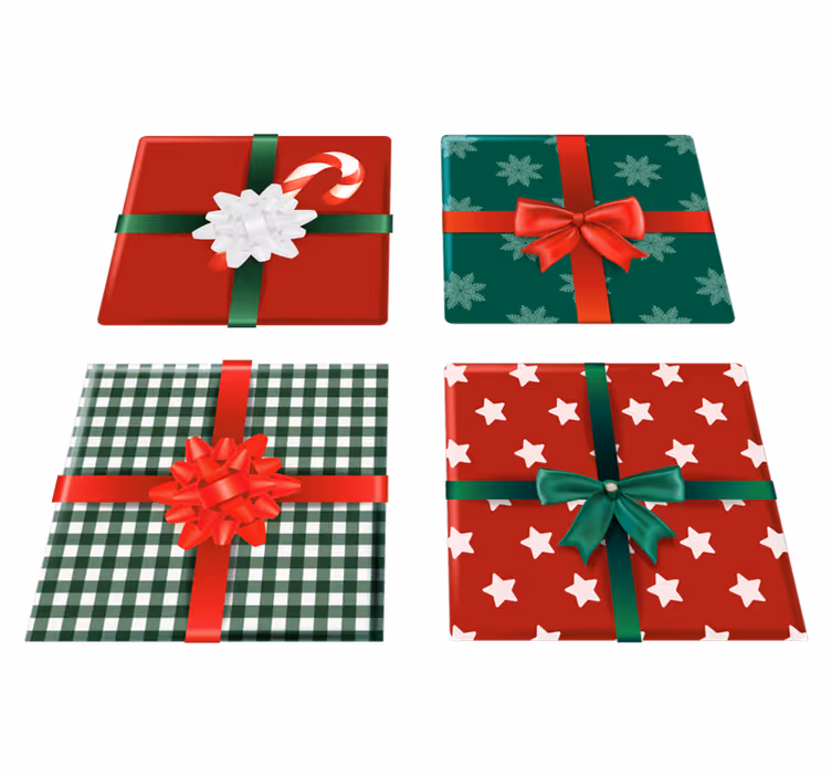 Noel pvc halı hediye kutuları paket karolar - TenStickers