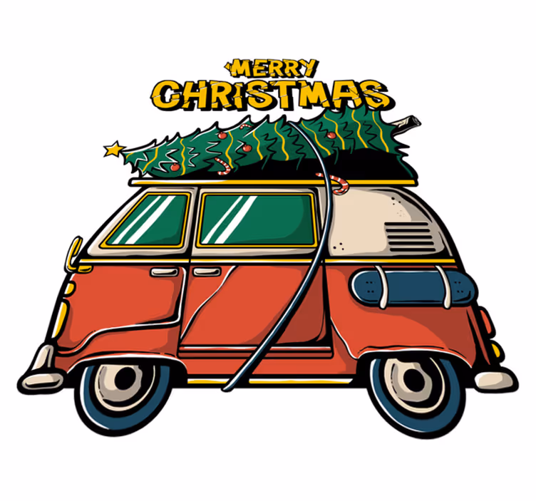 Noel pvc halı santa'nın arabası - TenStickers
