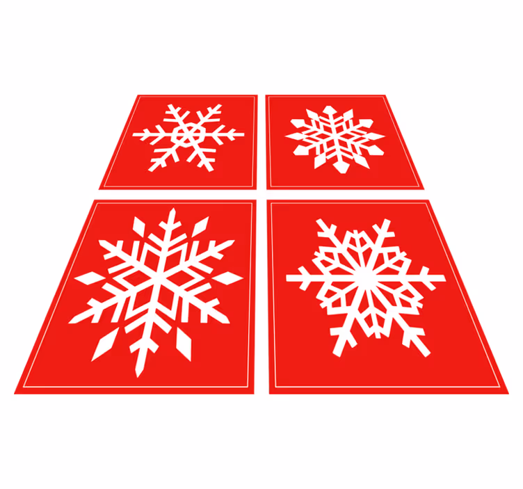 Noel pvc halı kırmızı kar tanesi karolar - TenStickers