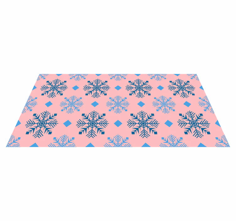 Noel pvc halı pembe ve mavi kar tanesi deseni - TenStickers