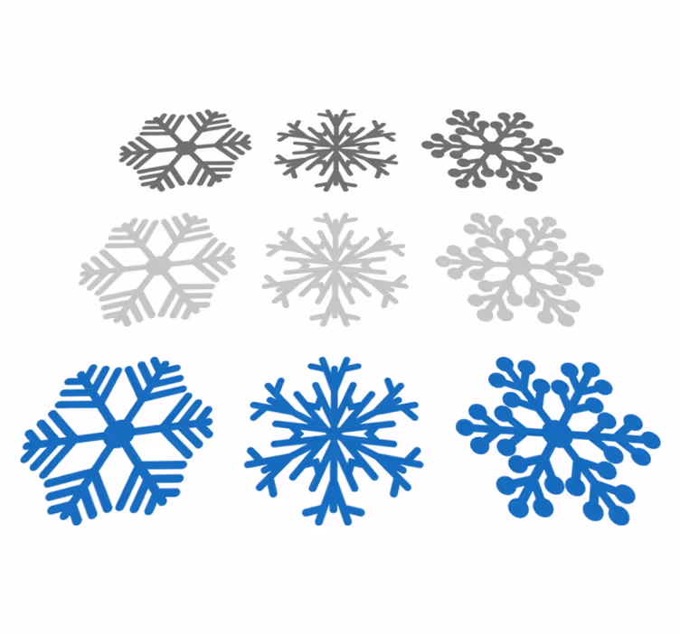Noel pvc halı gri ve mavi kar tanesi deseni - TenStickers