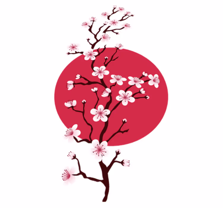 Çiçekler ve bitkiler pvc halı japon kirazı dalları - TenStickers