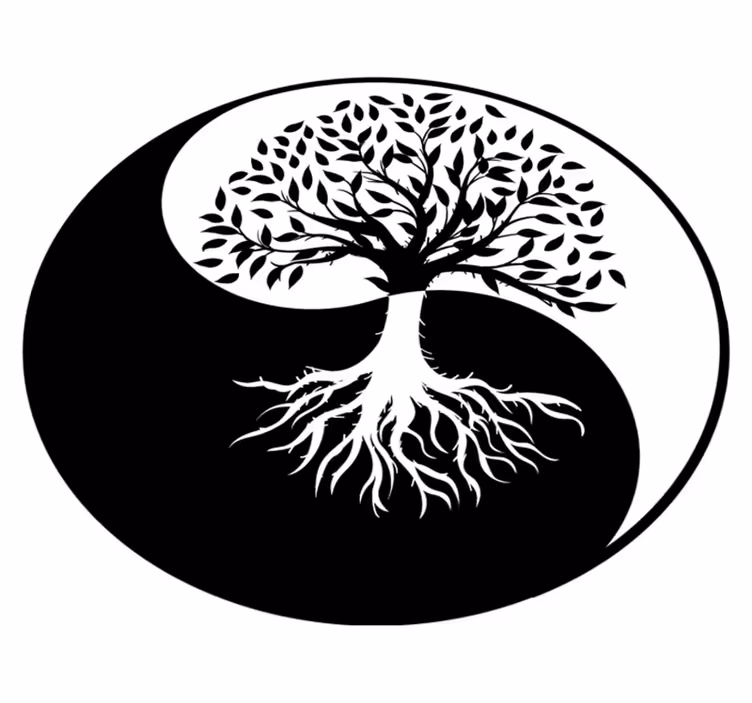 Çiçekler ve bitkiler pvc halı yaşam ağacı ying yang - TenStickers