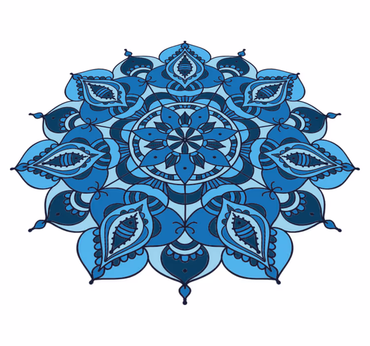 Çiçekler ve bitkiler pvc halı lotus mavi mandala - TenStickers