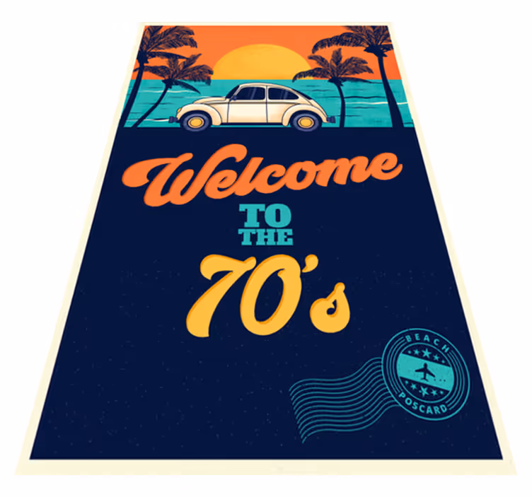 Vintage pvc halı 70'lere hoş geldiniz - TenStickers