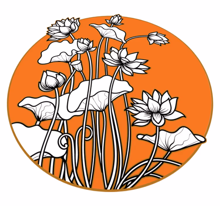 Çiçekler ve bitkiler pvc halı lotus tasarımı - TenStickers