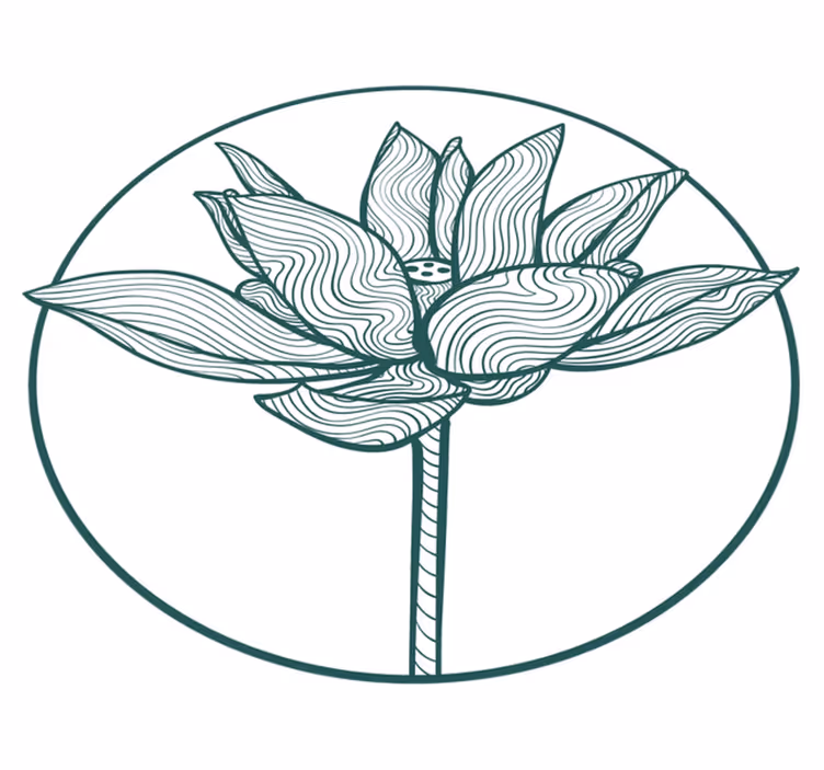 Çiçekler ve bitkiler pvc halı lotus çiçeği illüstrasyonu - TenStickers