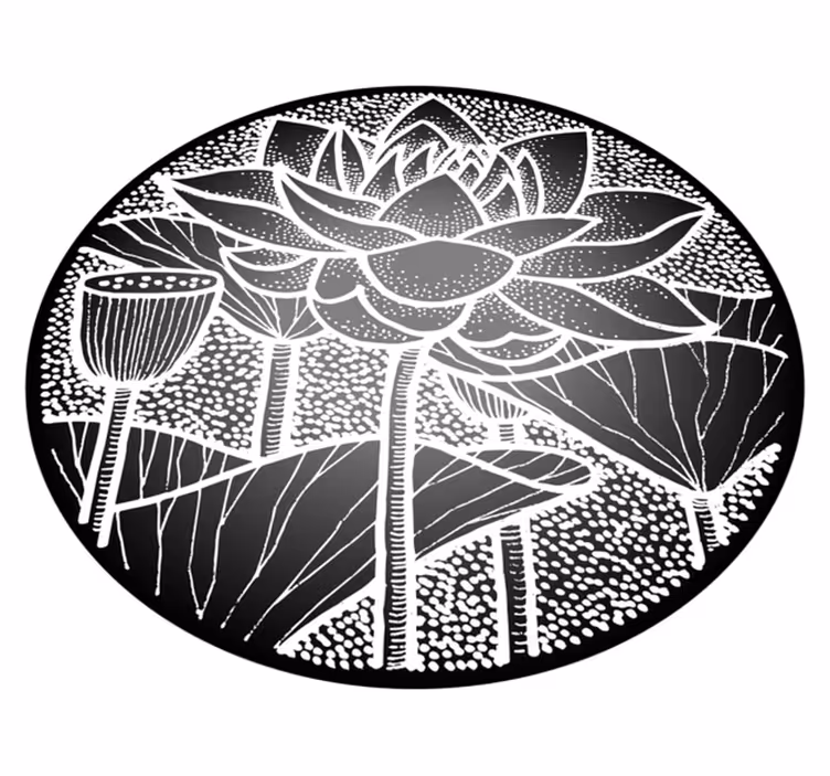 Çiçekler ve bitkiler pvc halı lotus çiçeği geleneksel tarzı - TenStickers