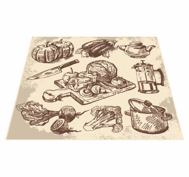 Mutfak pvc halı - vintage tasarım - TenStickers