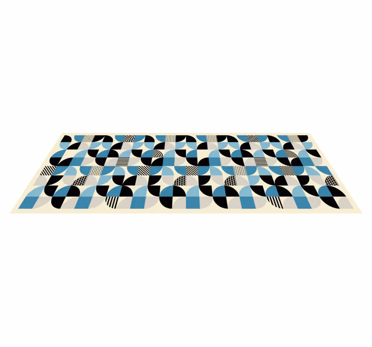 Retro mavi bauhaus deseni yemek odası pvc halı - TenStickers