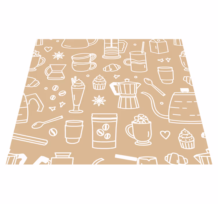 Mutfak pvc halı - kahve fincanı ve bardak deseni - TenStickers