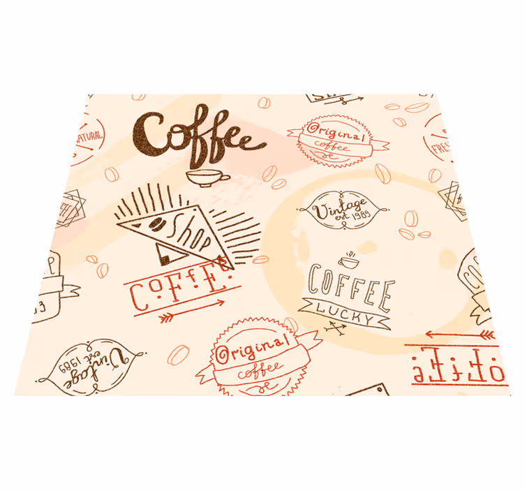 Mutfak pvc halı kahve simgeleri - TenStickers