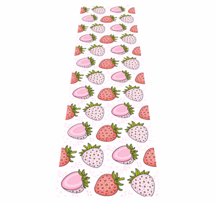Mutfak pvc halı pembe ve kırmızı çilekler - TenStickers