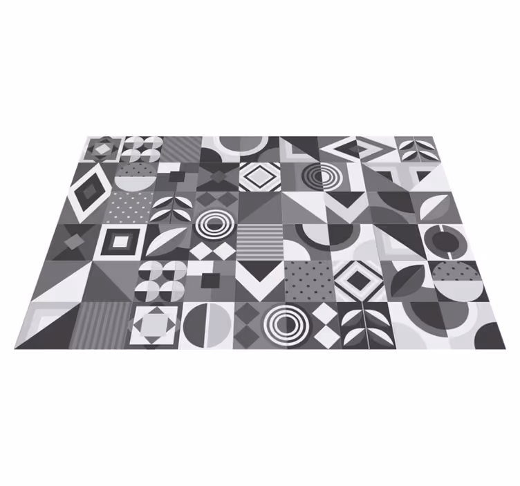 Banyo pvc halı gri geometrik karolar - TenStickers