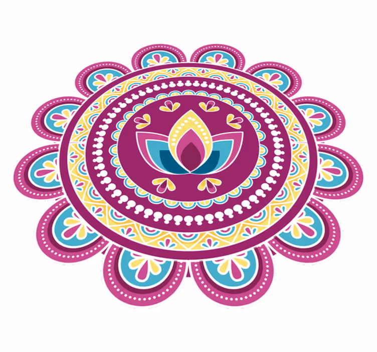 Çiçekler ve bitkiler pvc halı renkli lotus mandala - TenStickers