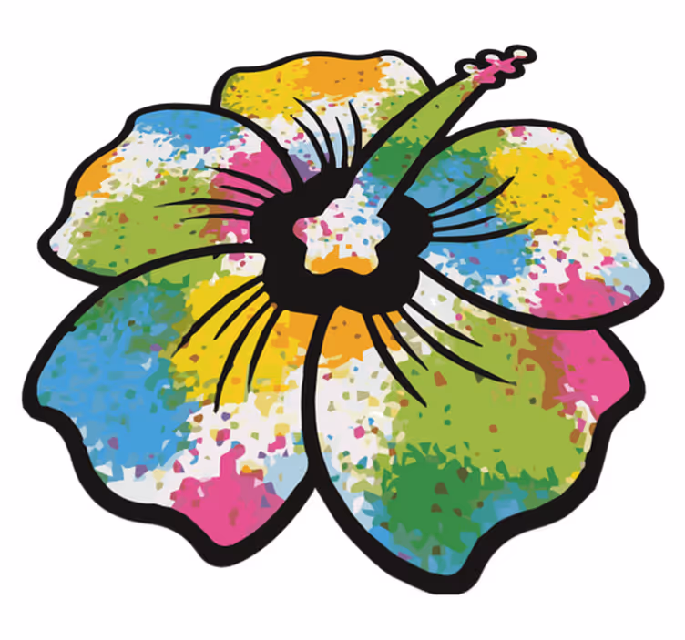 Yatak odası pvc halı renkli hibiskus Çiçeği - TenStickers